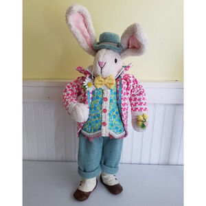 Karen Didion Spring Cottontail Collection Gentleman Bunny Figurine 20 In Easter